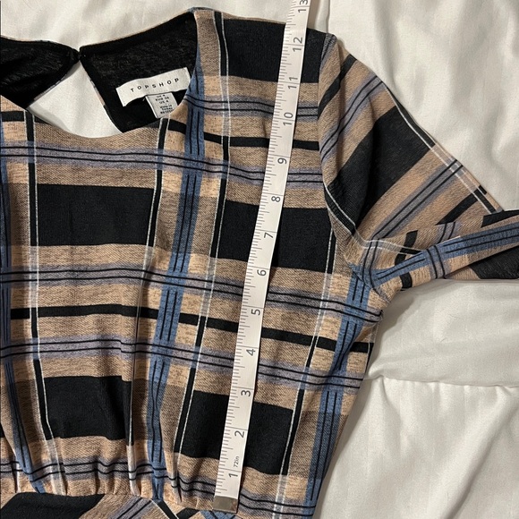 Topshop Plaid Long Sleeve High Waisted Midi Dress Size 4 Vintage-Inspired Print - Picture 8 of 8